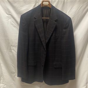 Italian made wool sport coat with rust window pane